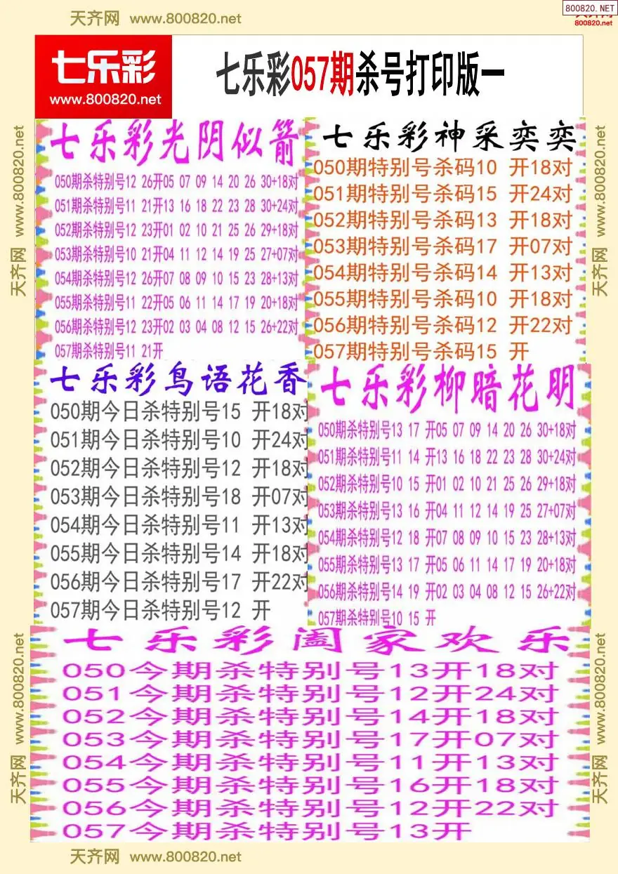 七乐彩杀号打印版一