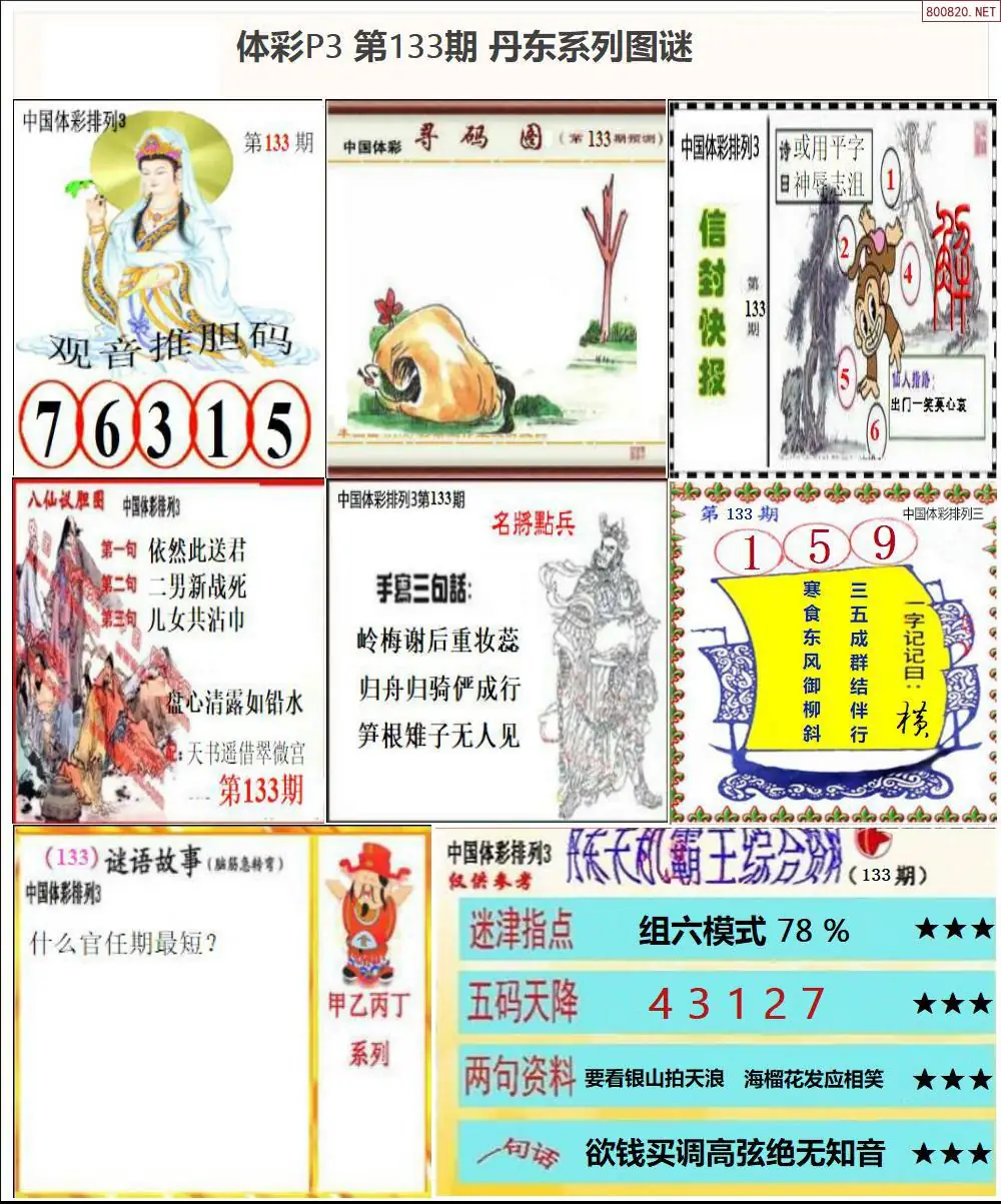 丹东P3系列图谜