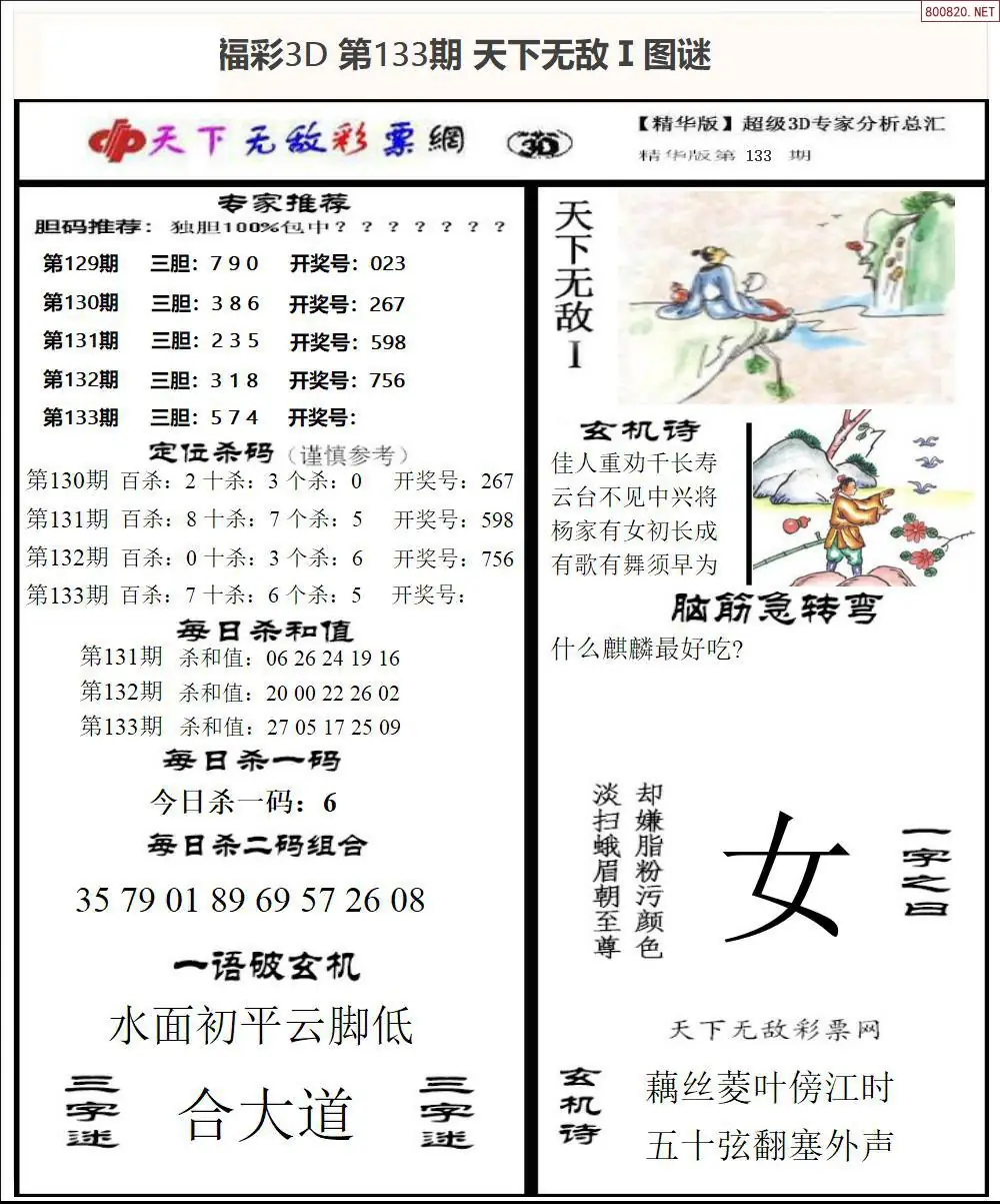3D天下荐彩1