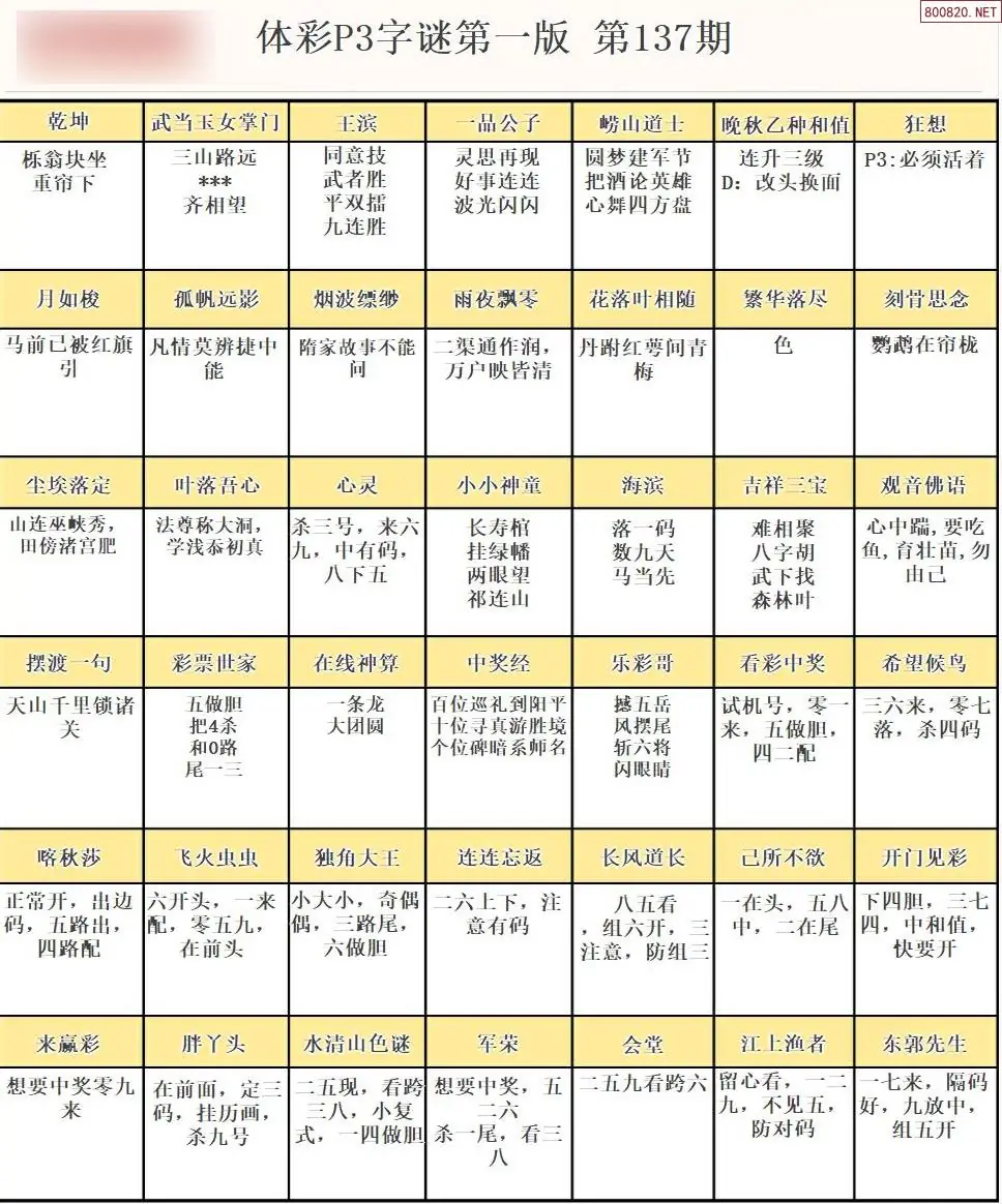 P3字谜彩报