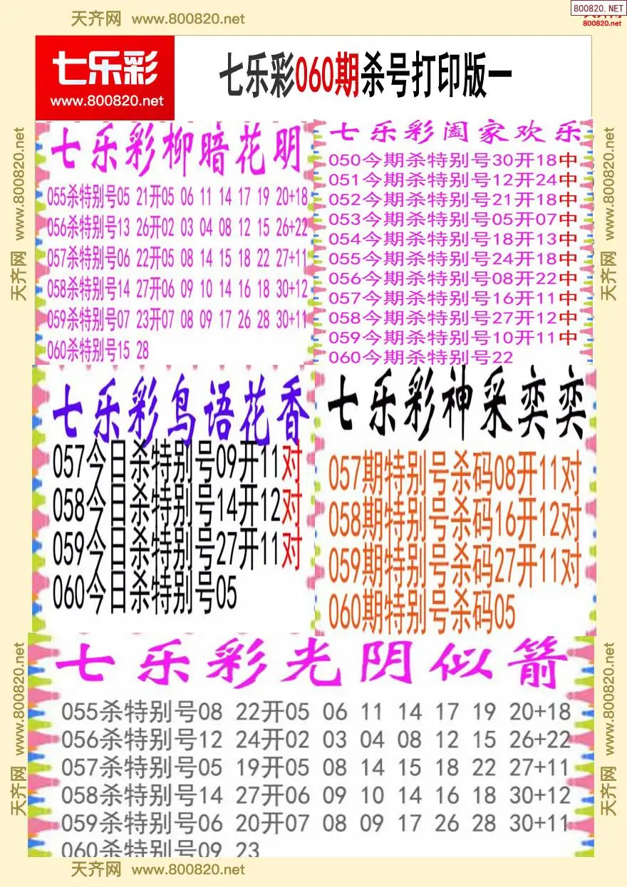 七乐彩杀号打印版一