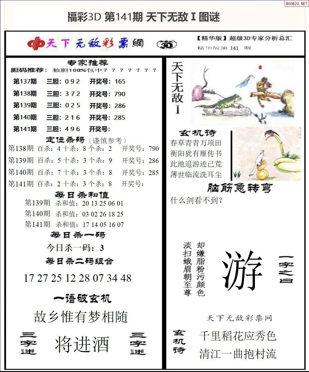 3D天下荐彩1