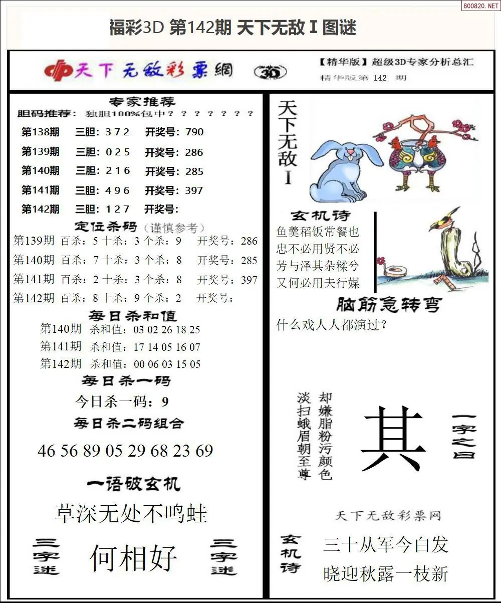 3D天下荐彩1