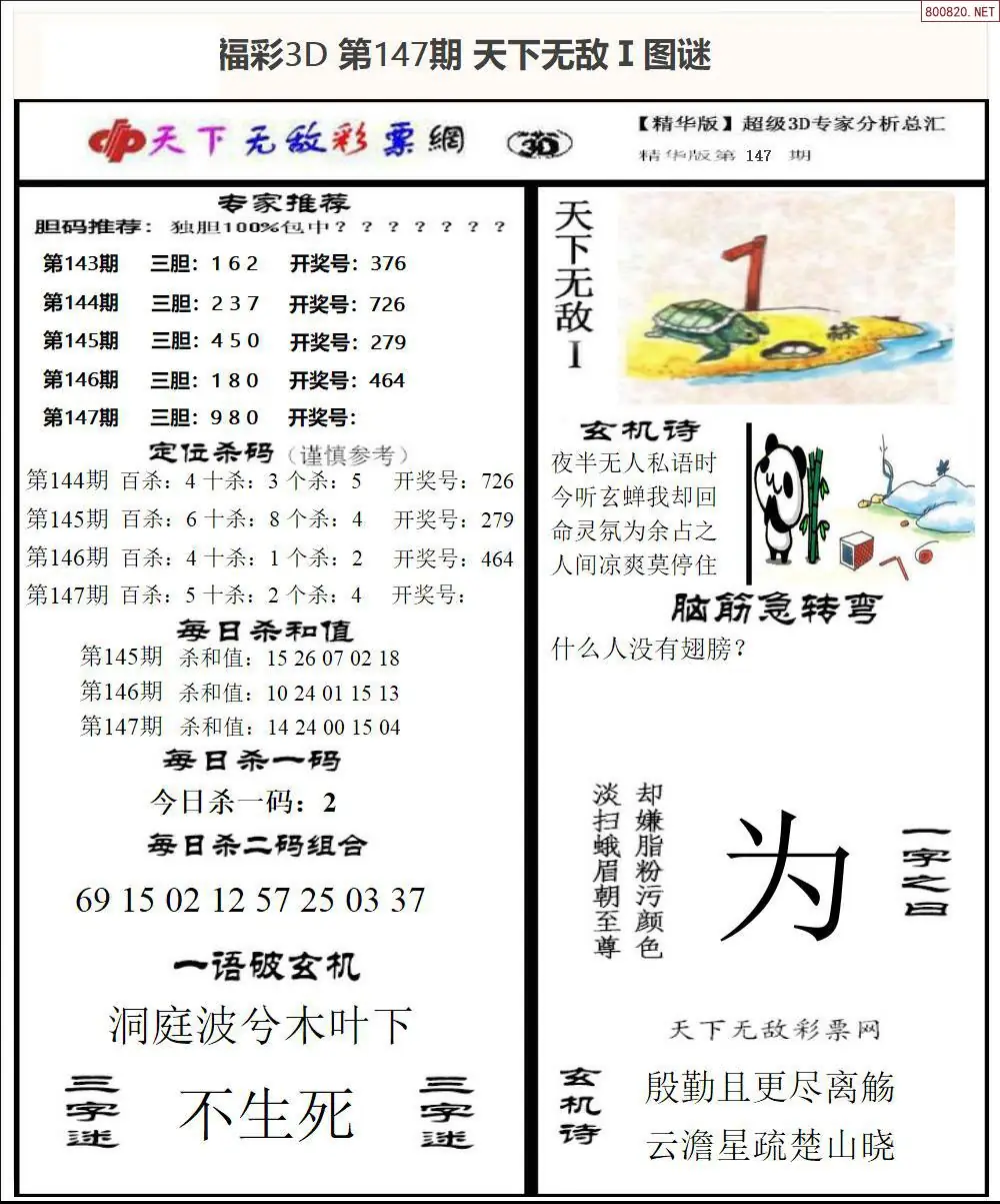 3D天下荐彩1