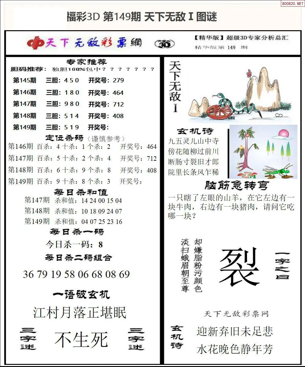 3D天下荐彩1