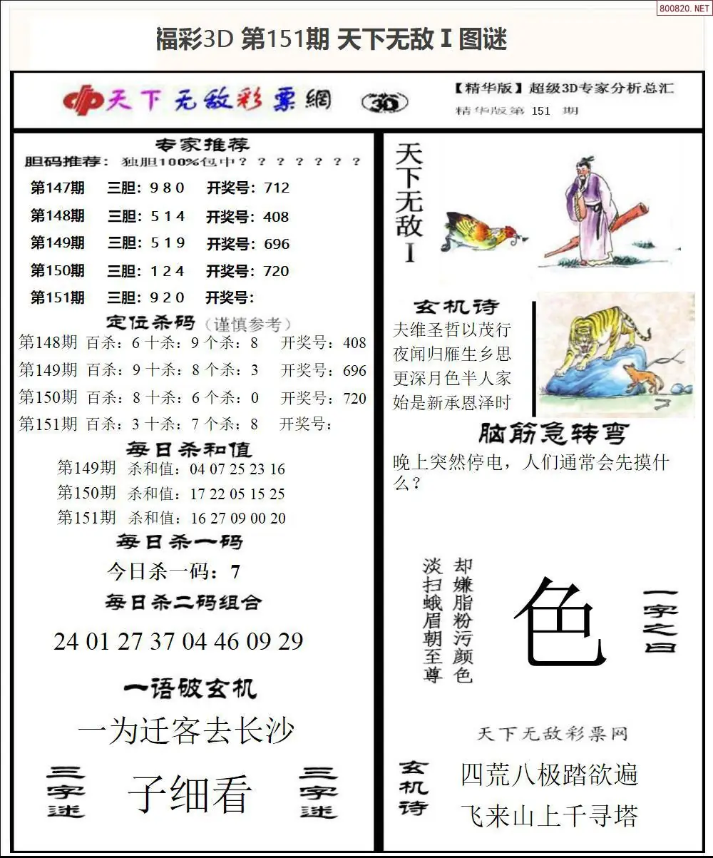 3D天下荐彩1