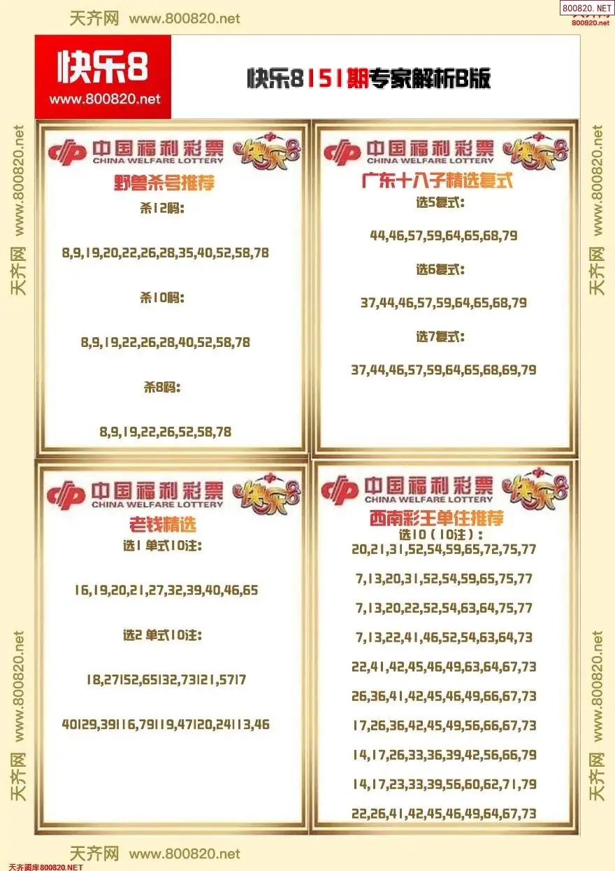 快乐8专家解析B版