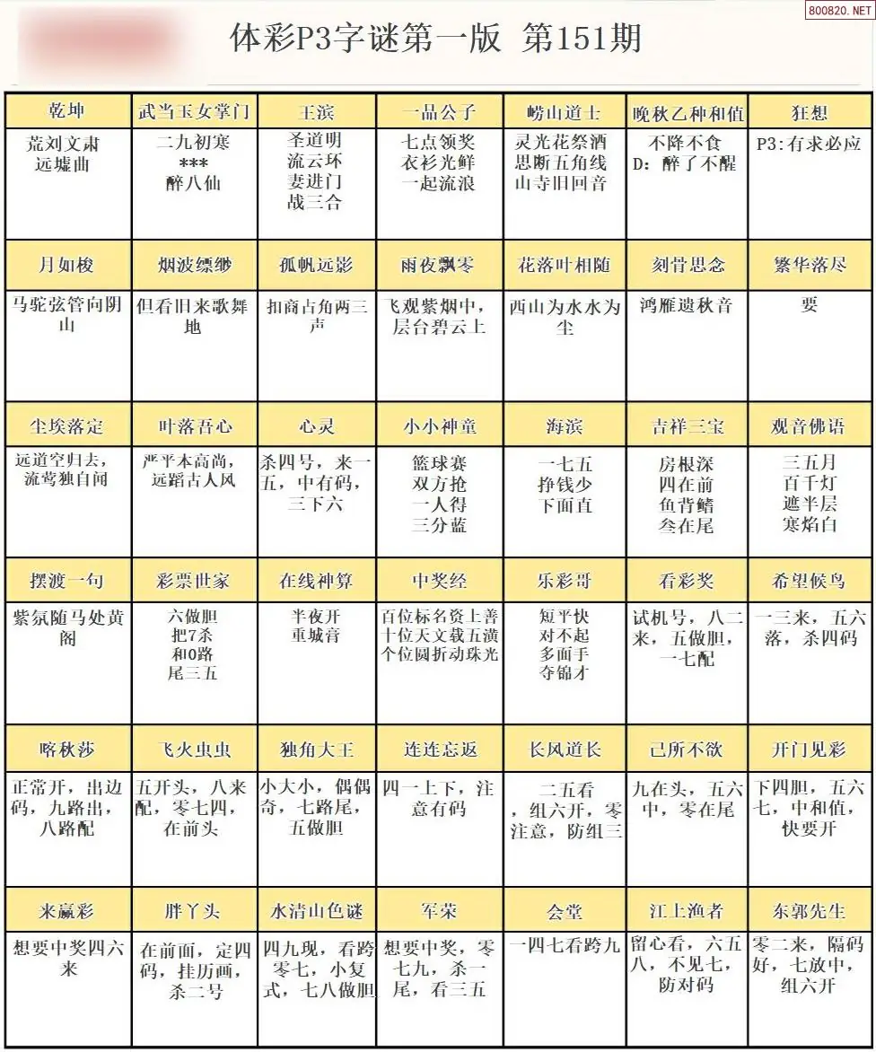 P3字谜彩报