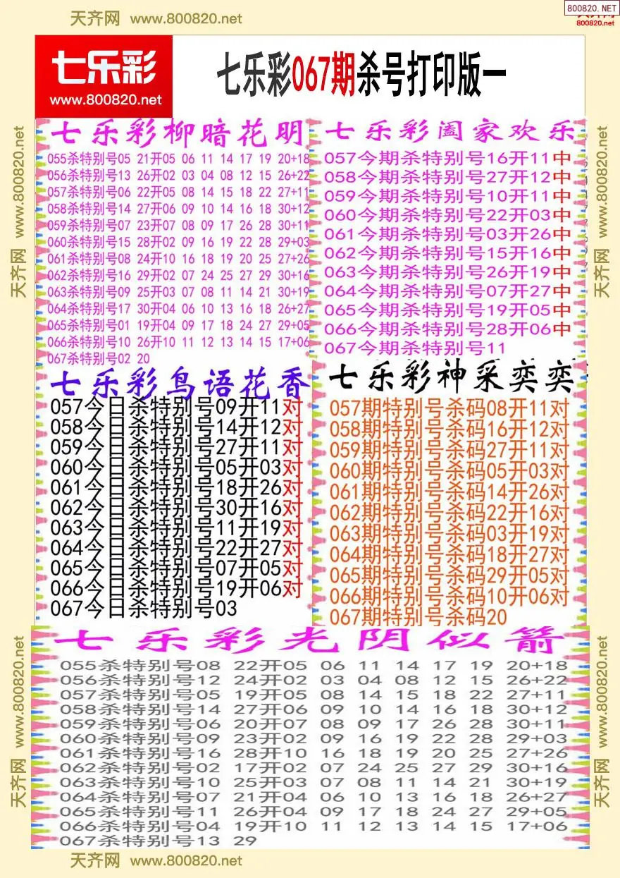 七乐彩杀号打印版一