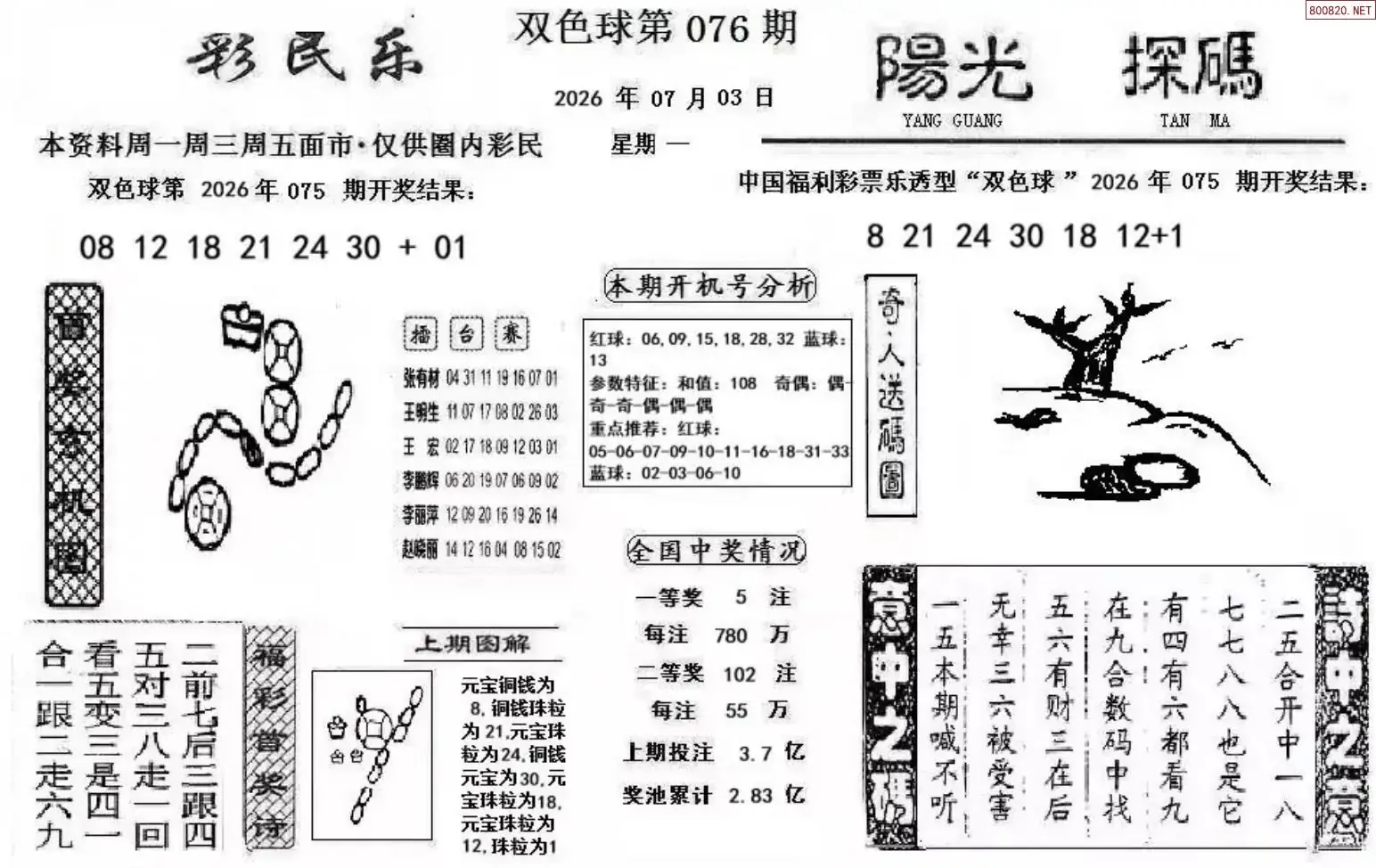 彩民乐+阳光探码图文版
