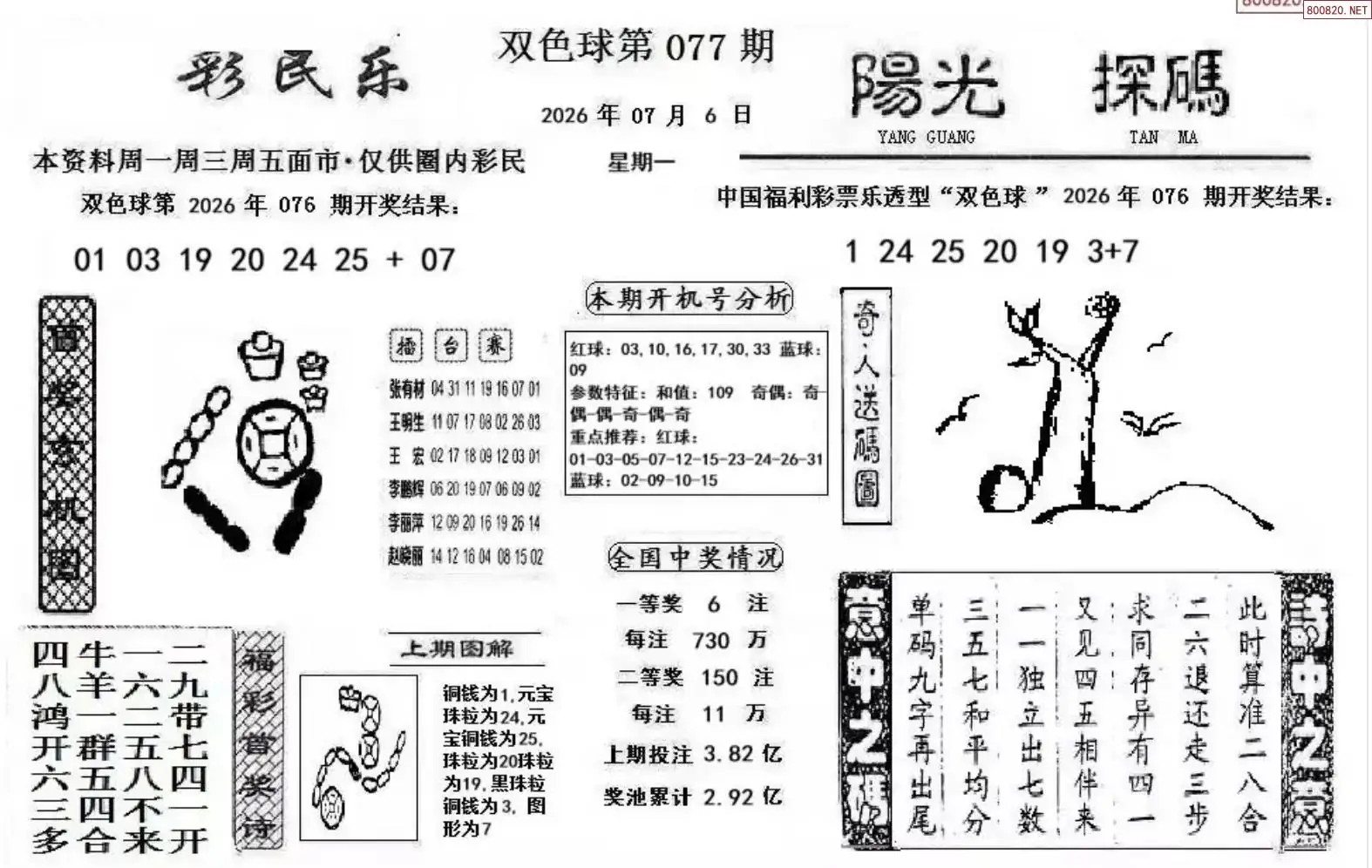 彩民乐+阳光探码图文版