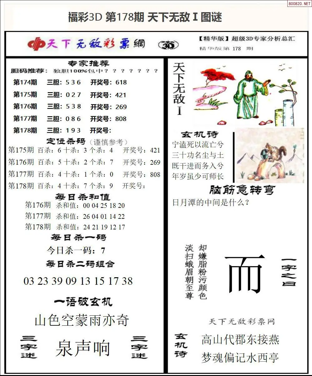 3D天下荐彩1