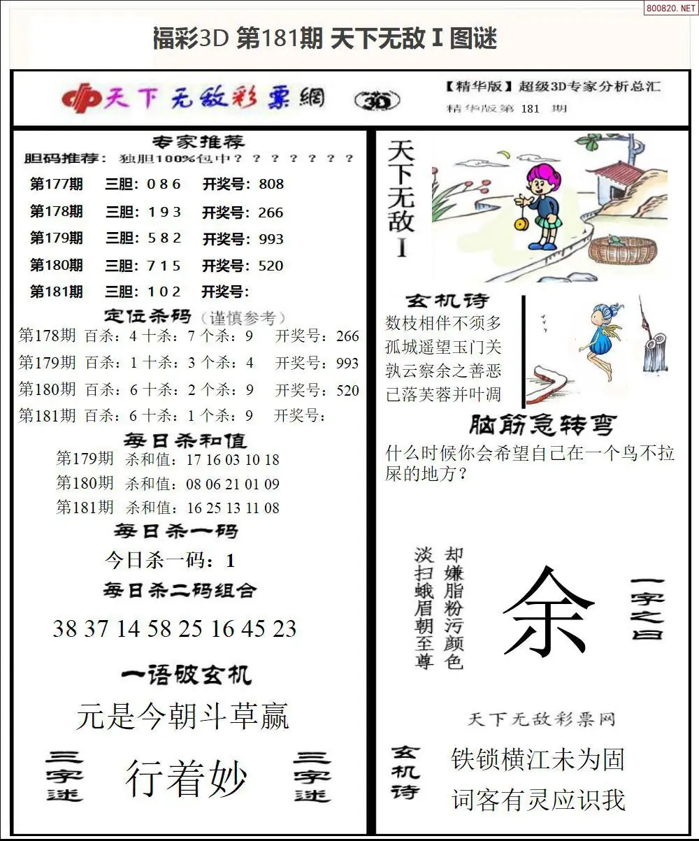 3D天下荐彩1