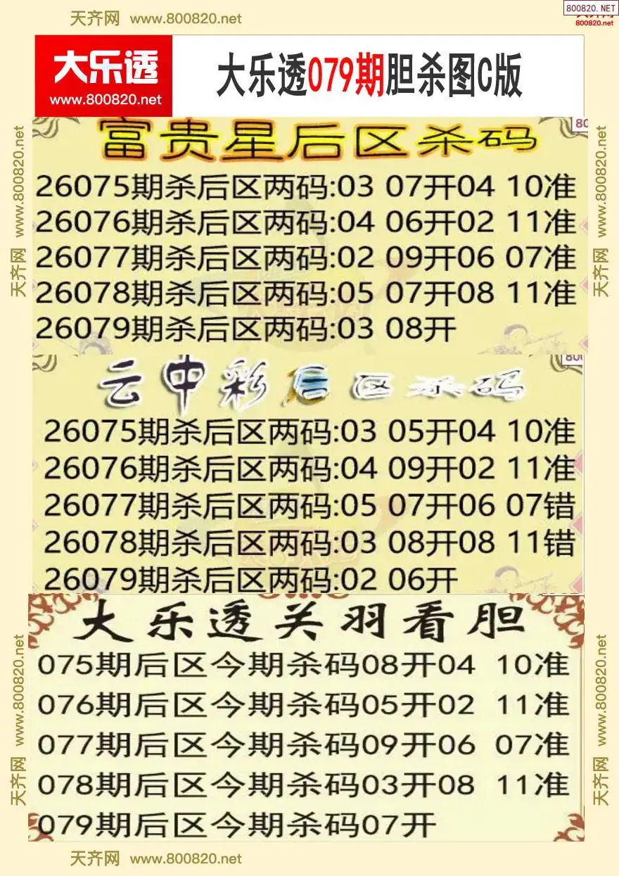 大乐透胆杀图C版