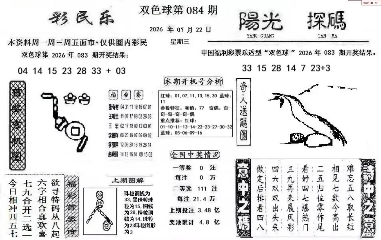 彩民乐+阳光探码图文版
