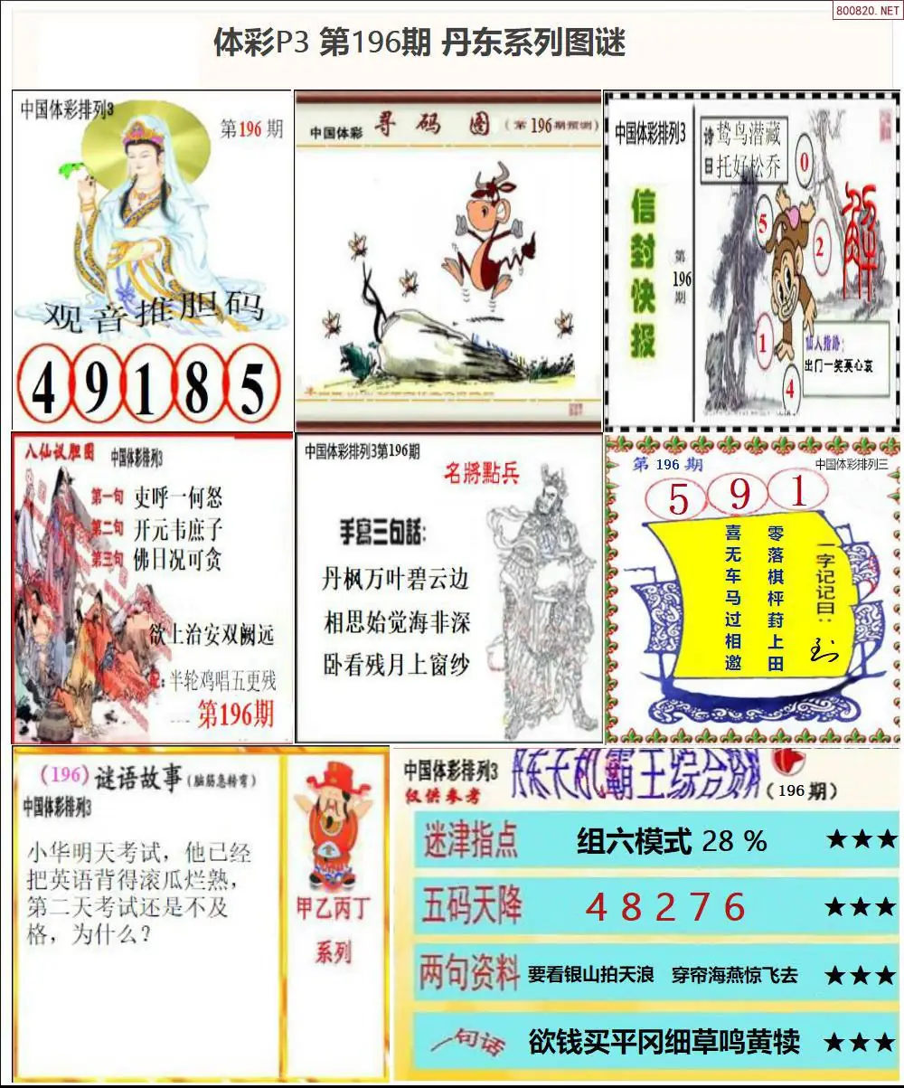 丹东P3系列图谜