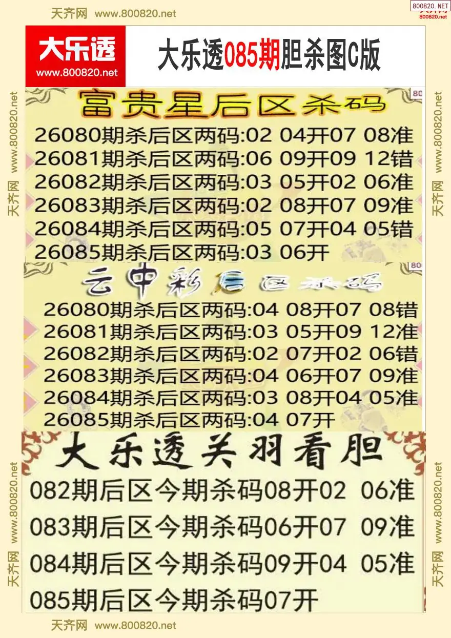 大乐透胆杀图C版