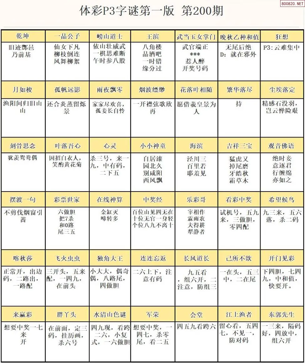 P3字谜彩报