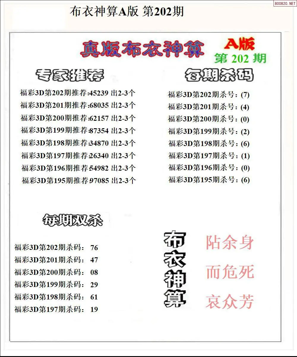 A55布衣神算A