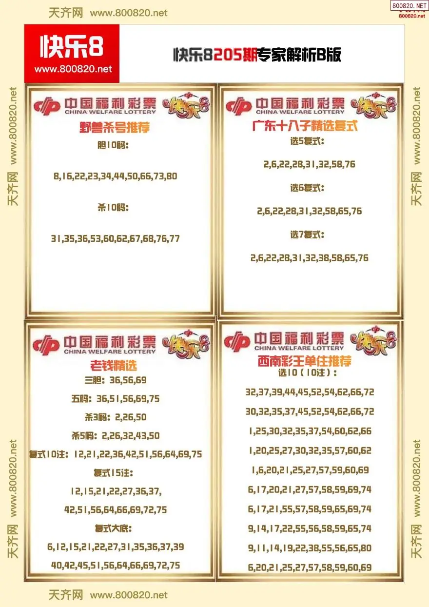 快乐8专家解析B版