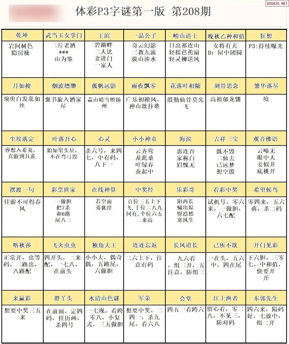 P3字谜彩报
