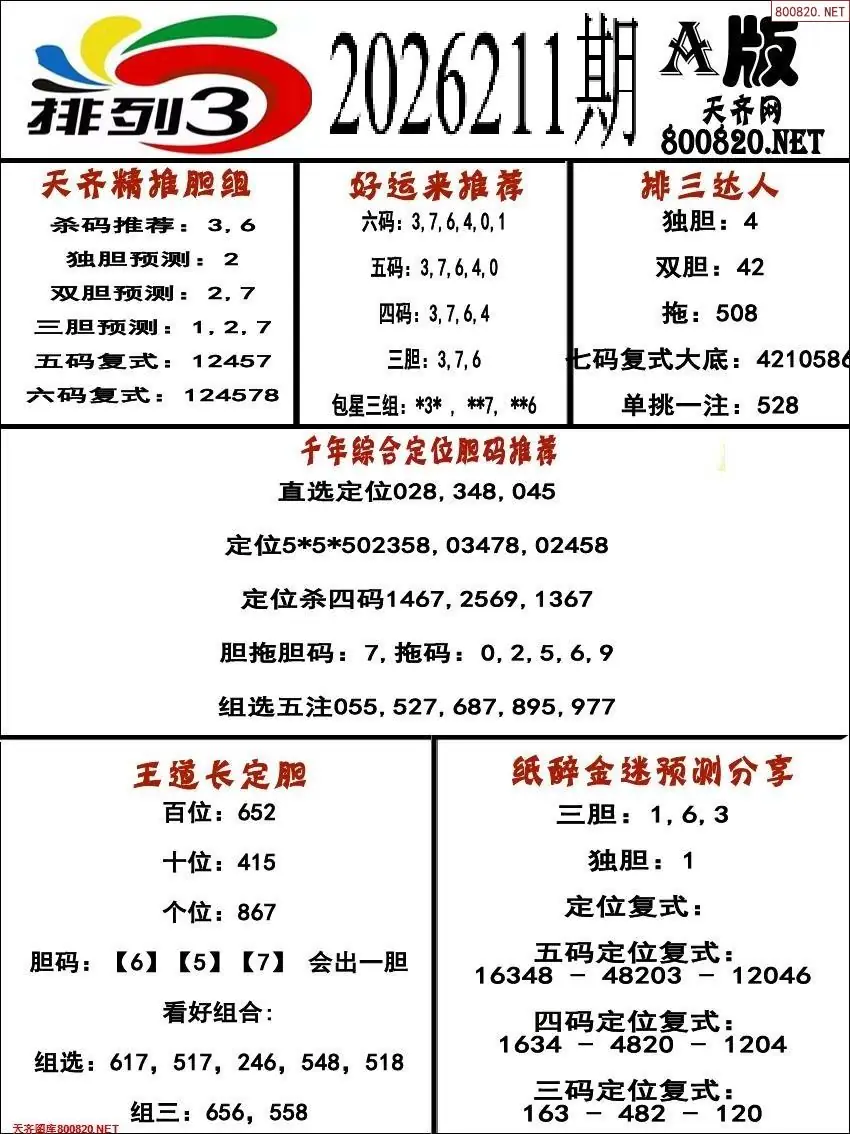 排三专家推荐A版