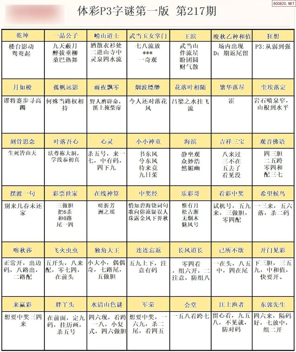 P3字谜彩报