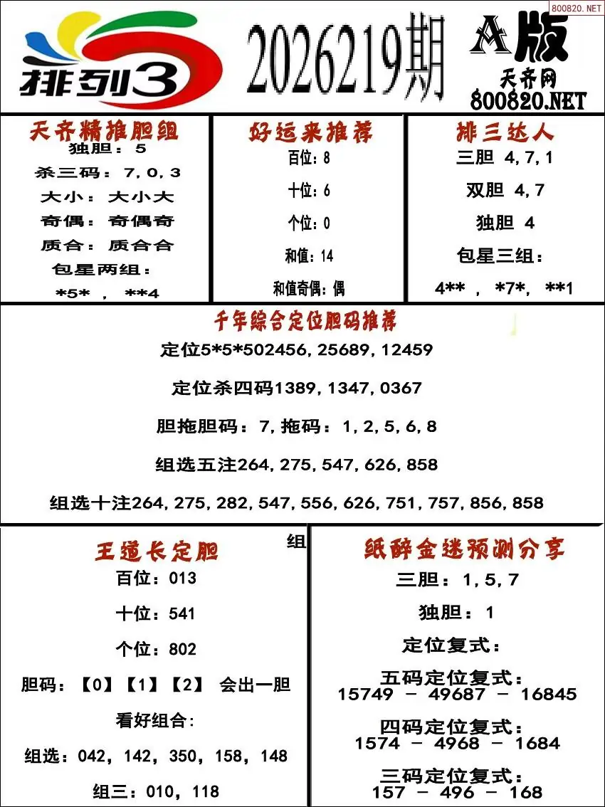 排三专家推荐A版