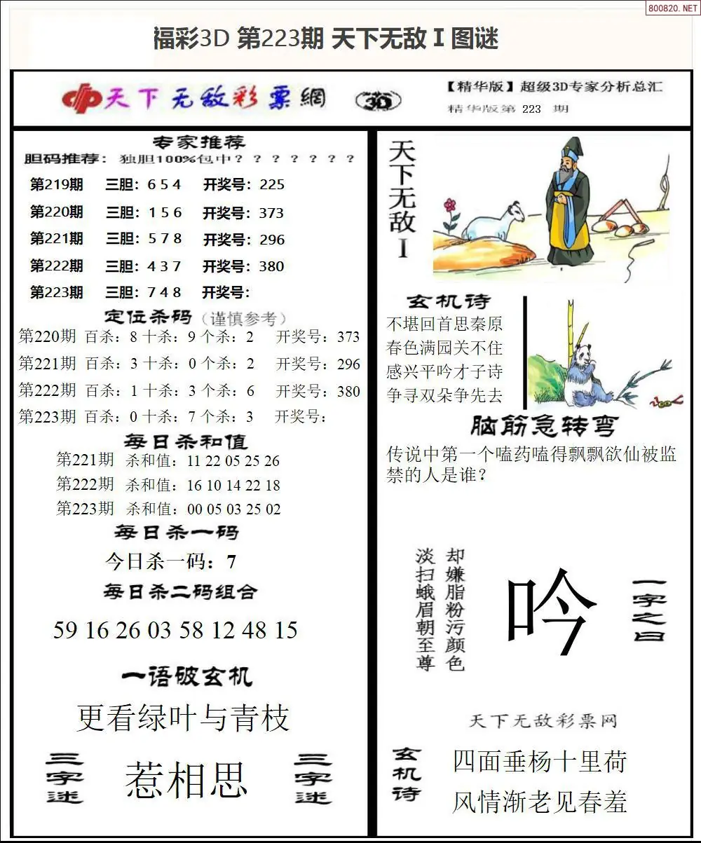 3D天下荐彩1