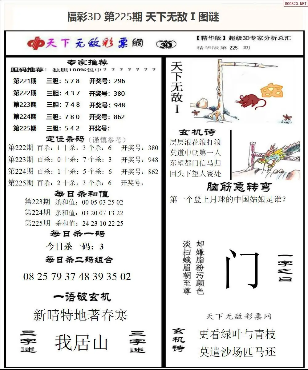 3D天下荐彩1