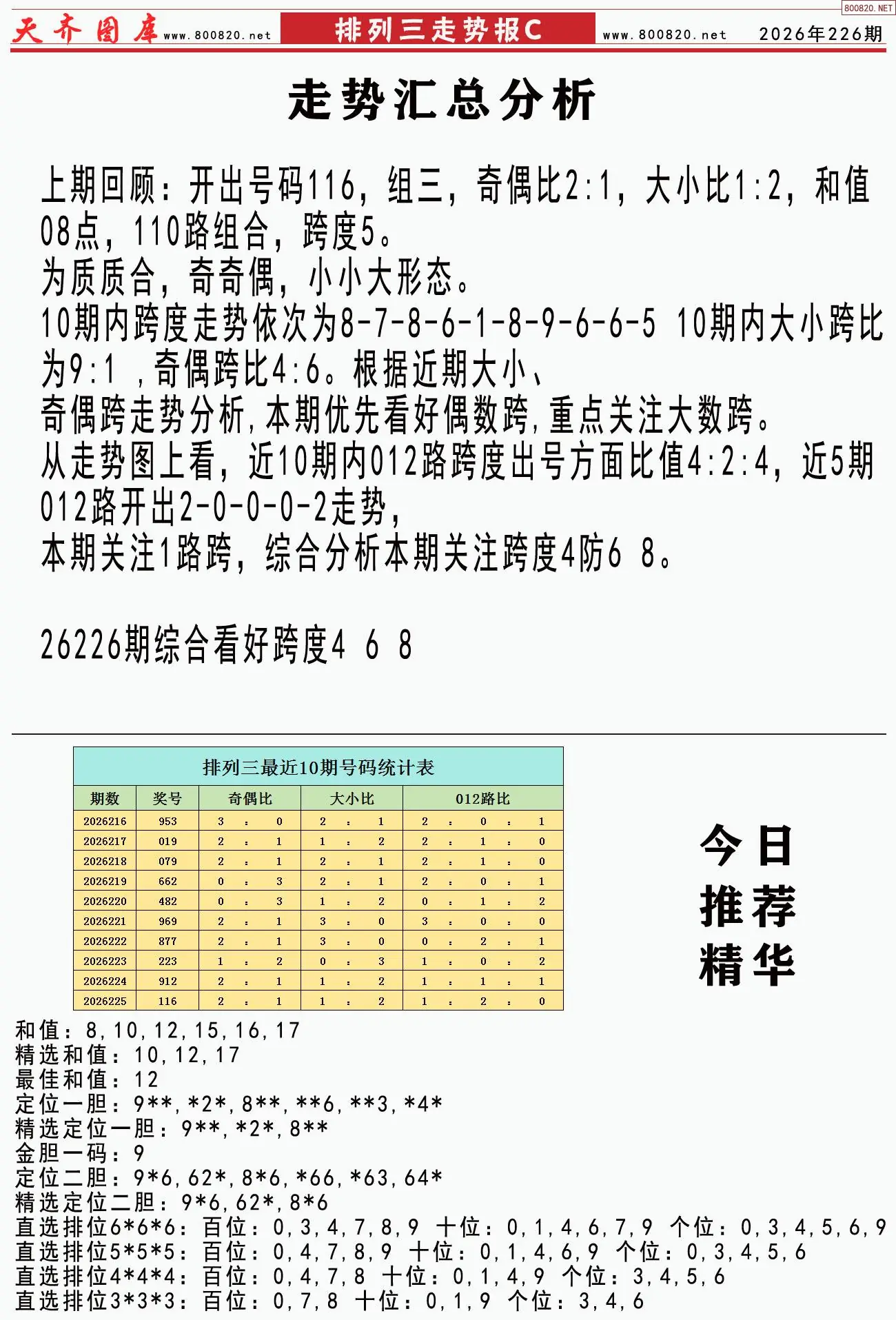 体彩排列三走势报C