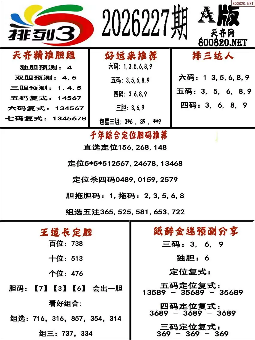 排三专家推荐A版
