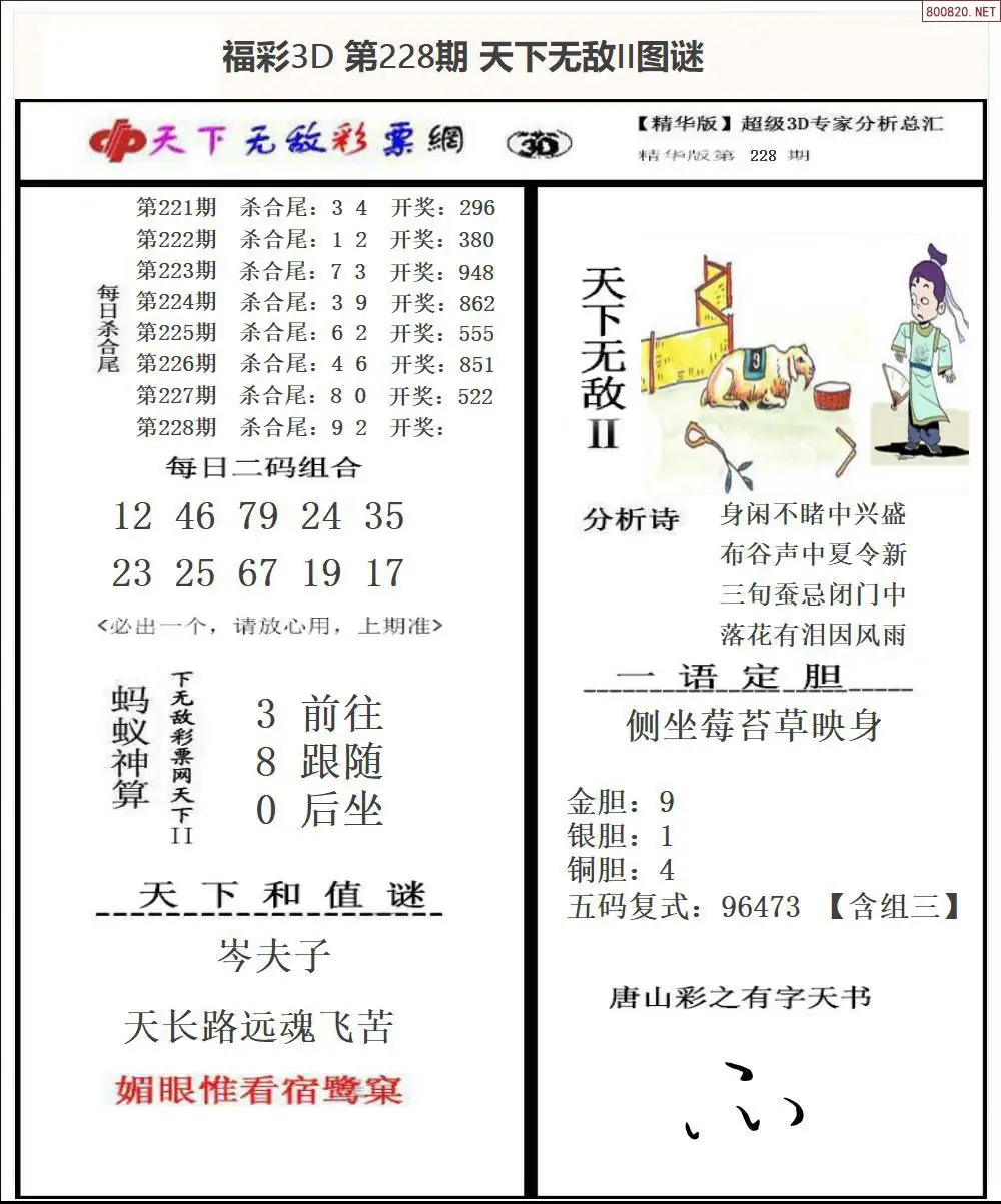 3D天下荐彩2