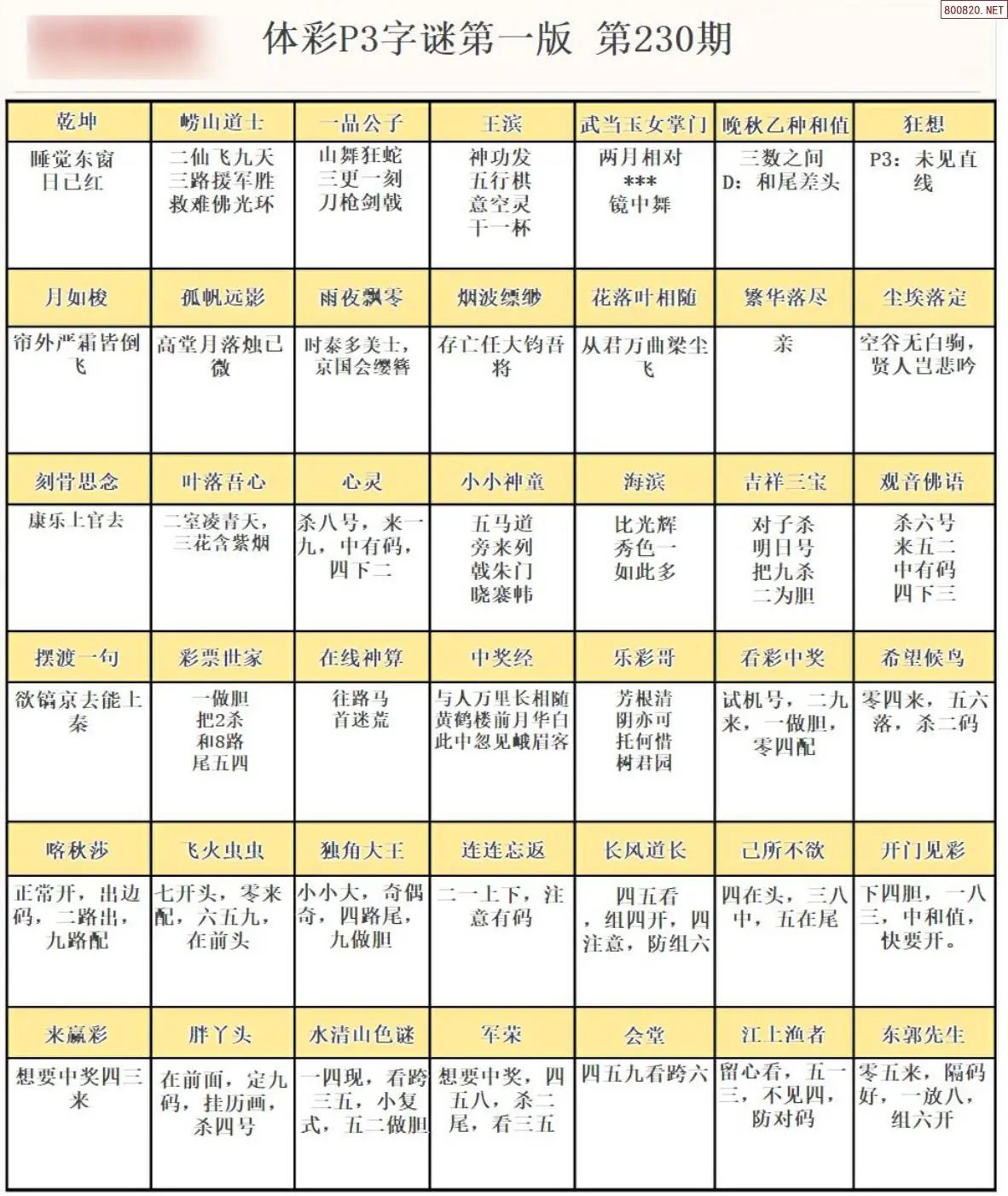 P3字谜彩报