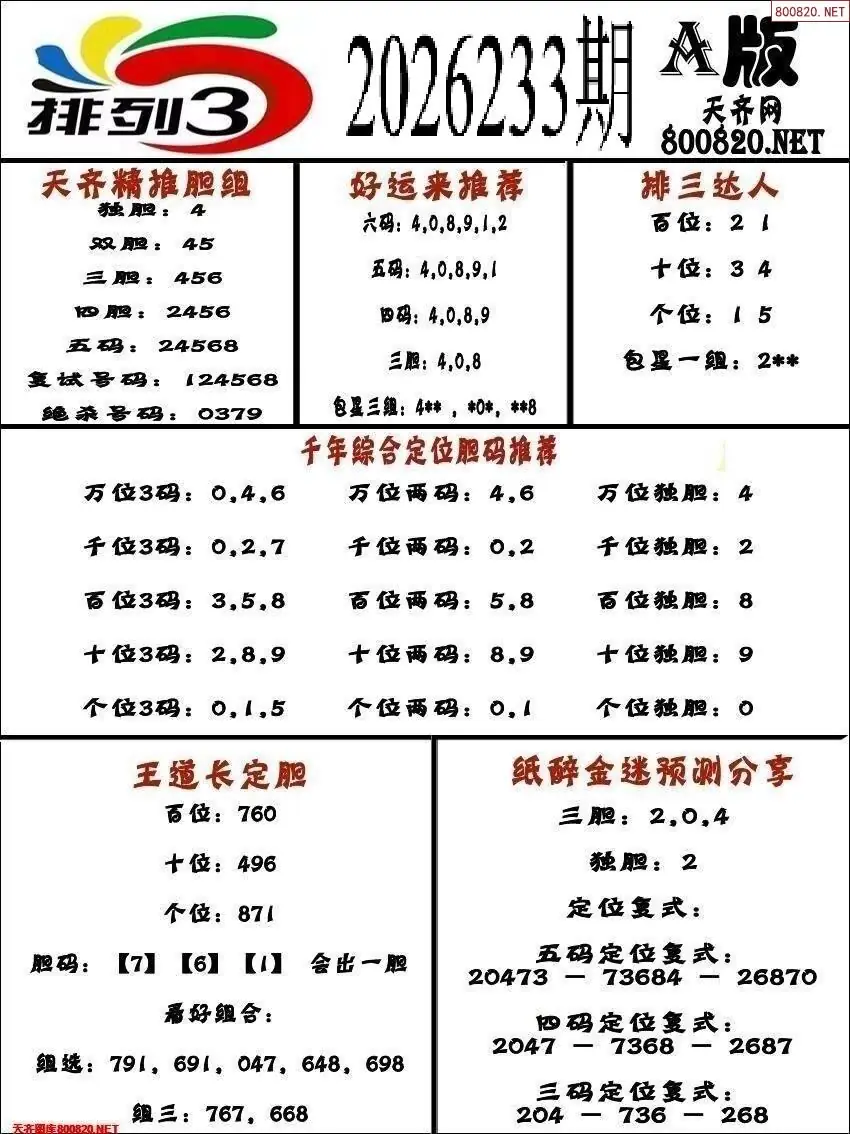 排三专家推荐A版