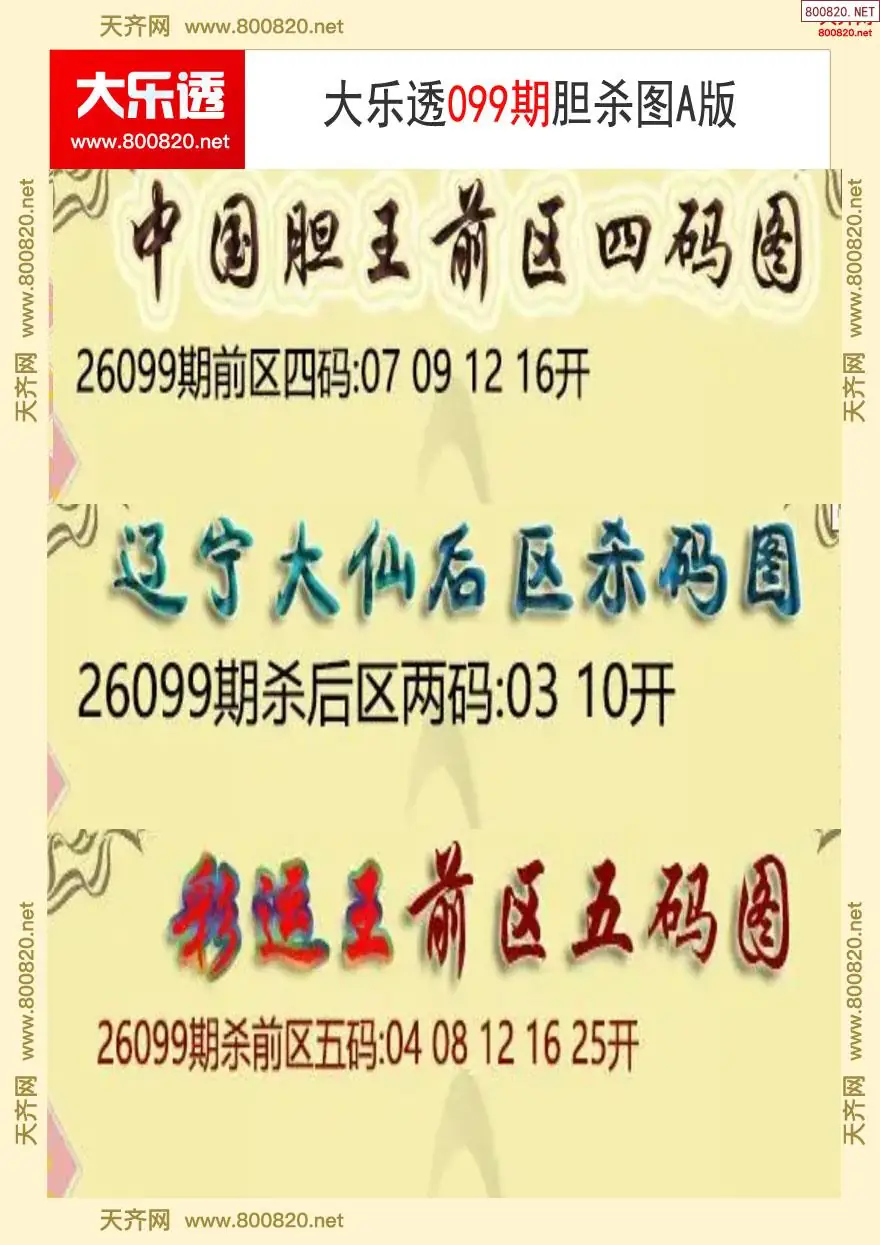 大乐透胆杀图A版