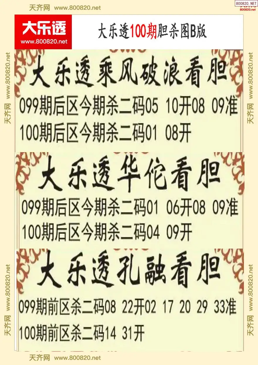 大乐透胆杀图B版