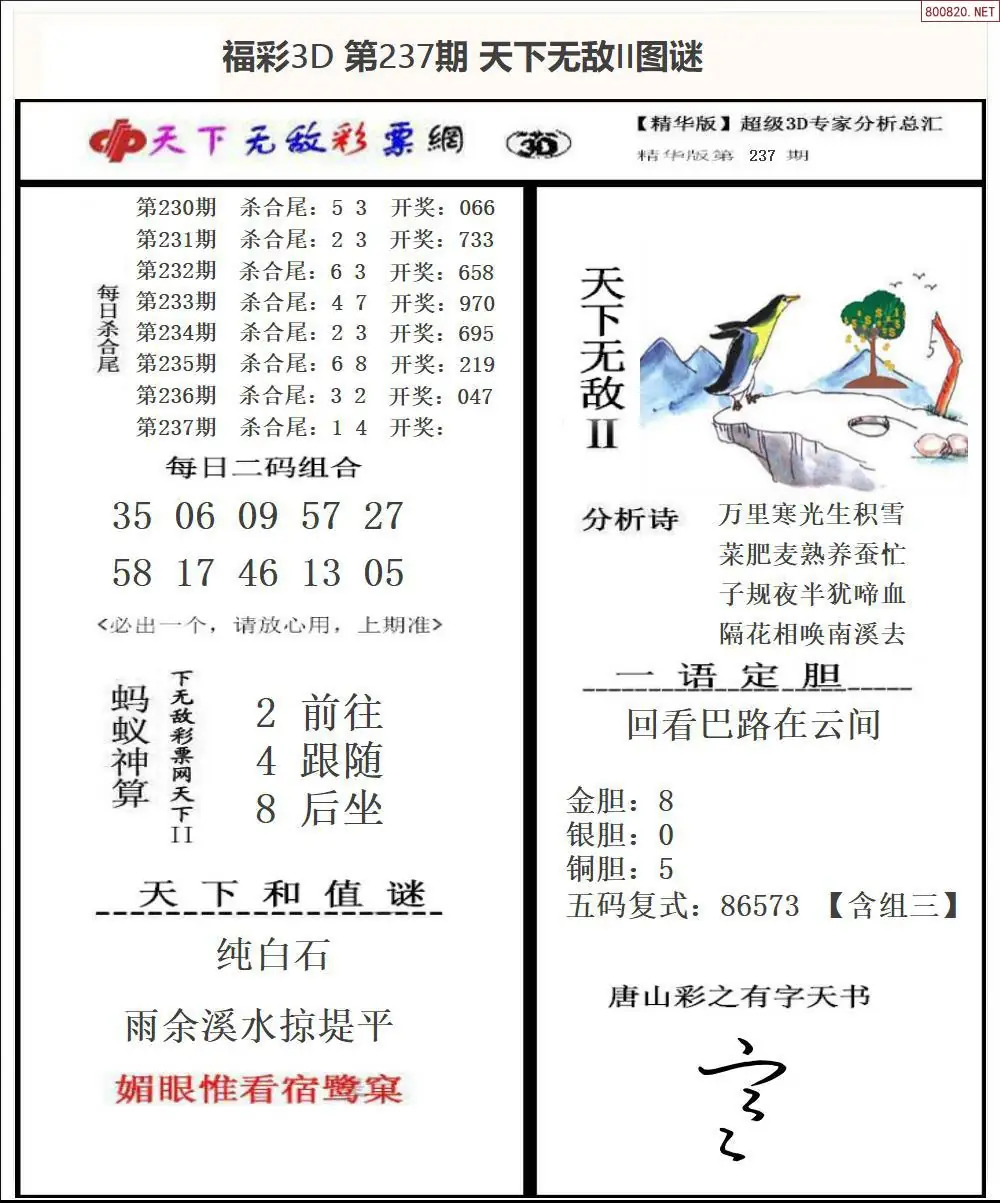3D天下荐彩2