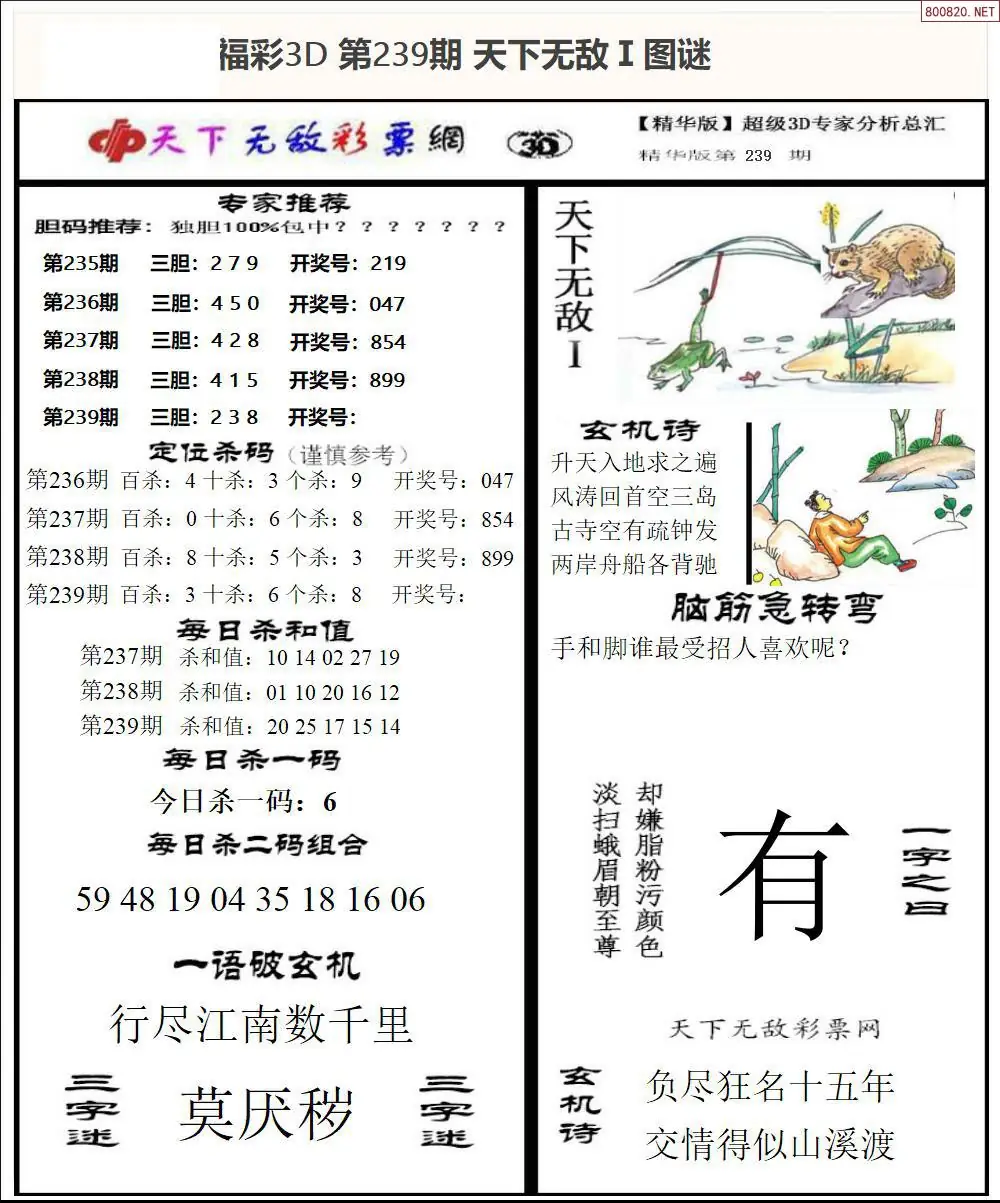 3D天下荐彩1