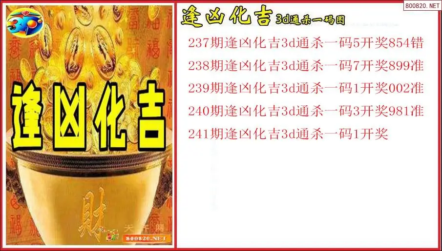 逢凶化吉2026241期3d通杀一码图（原创）