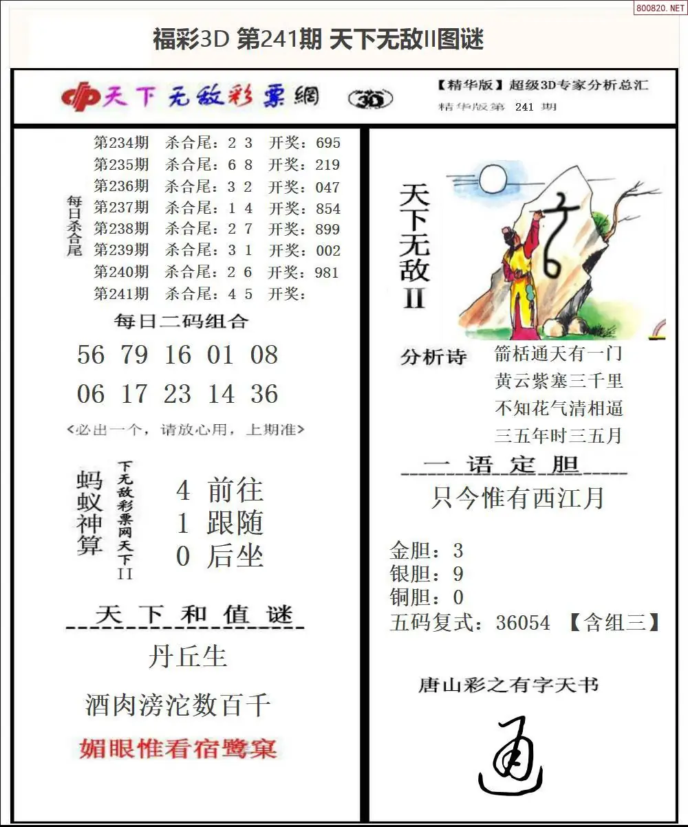 3D天下荐彩2