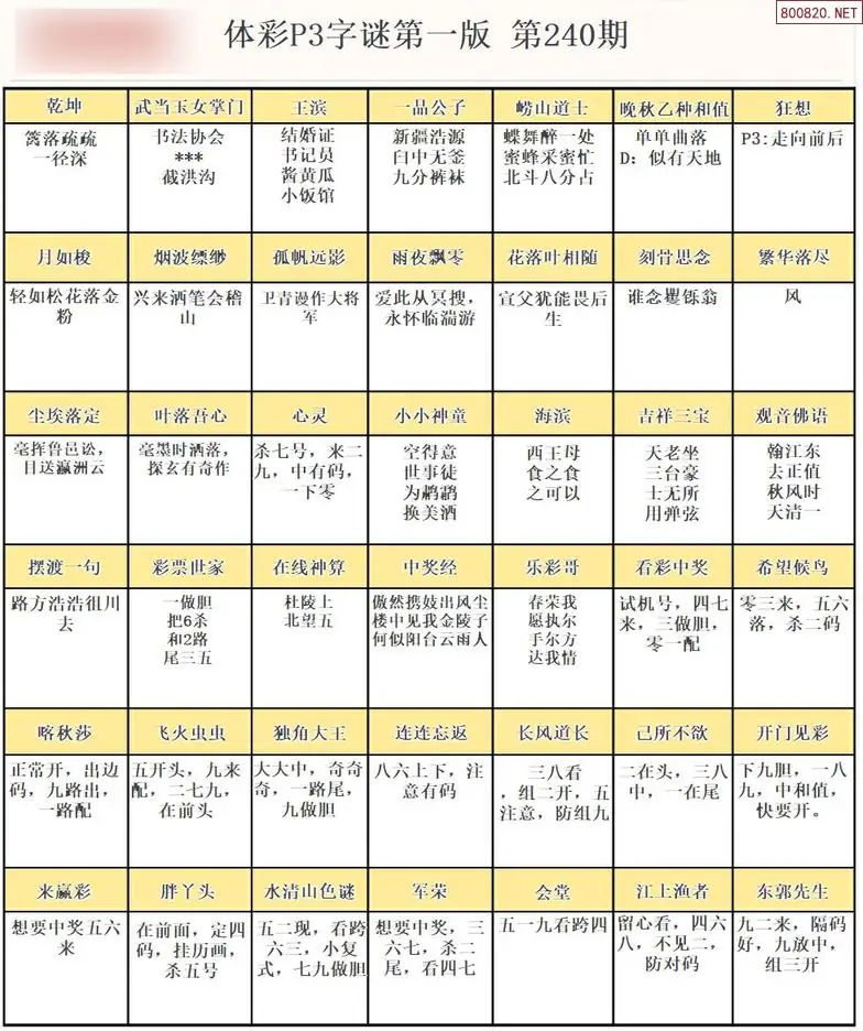 P3字谜彩报