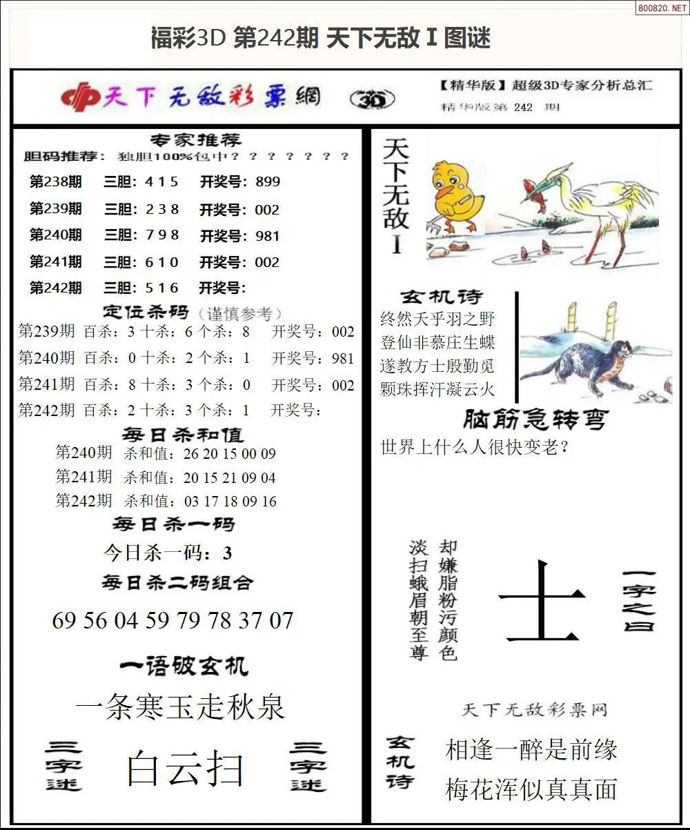 3D天下荐彩1