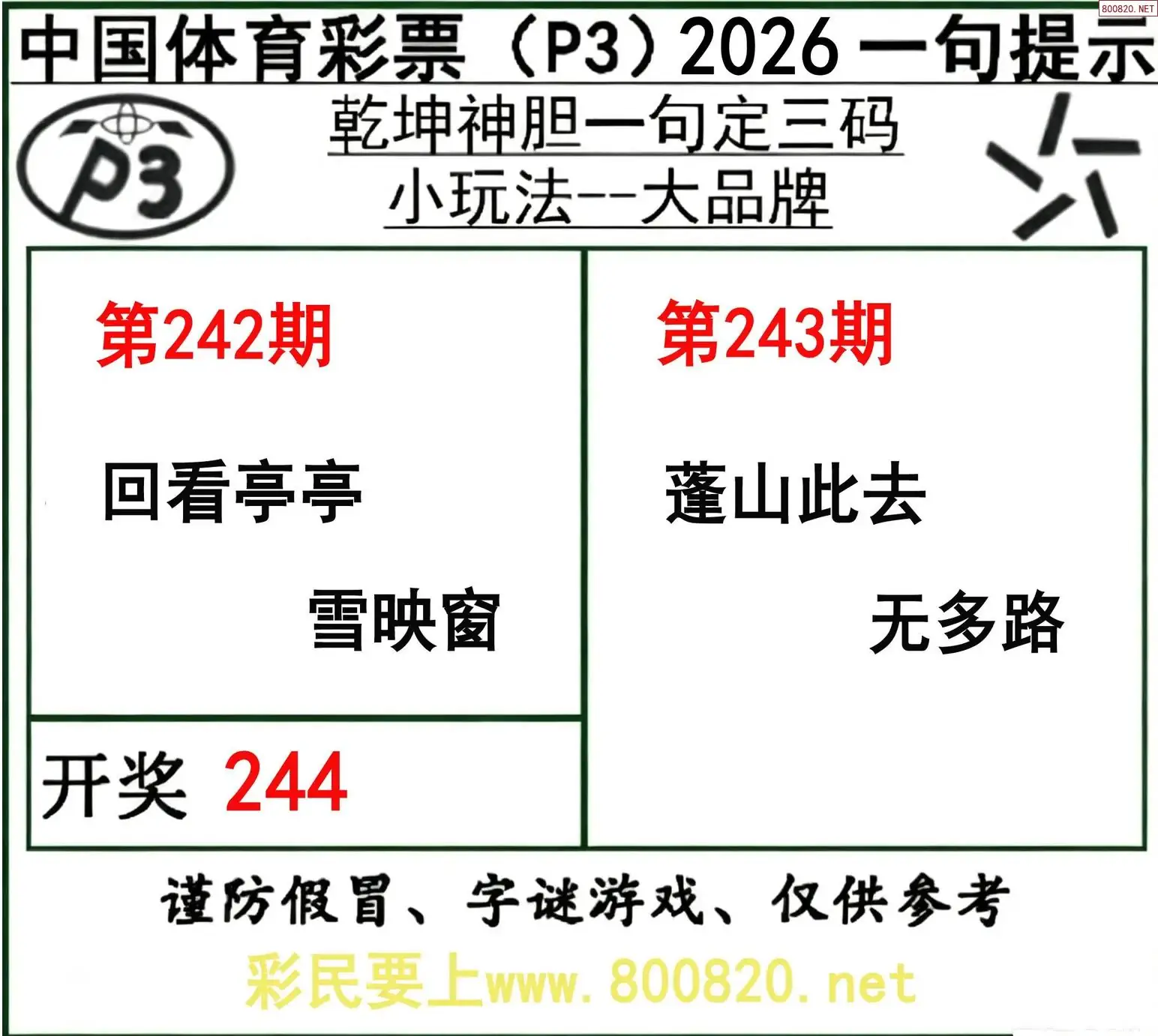 乾坤一句定三码