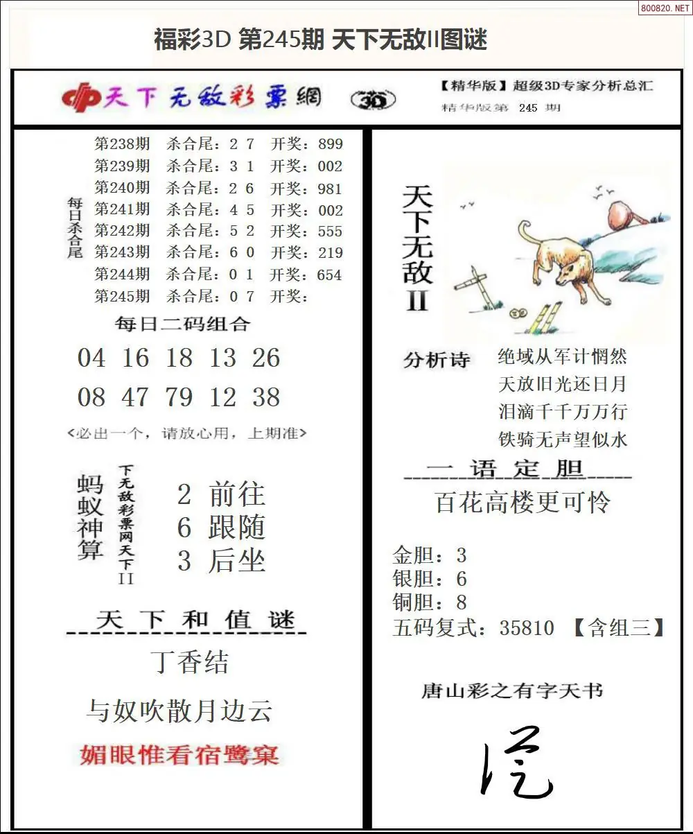 3D天下荐彩2