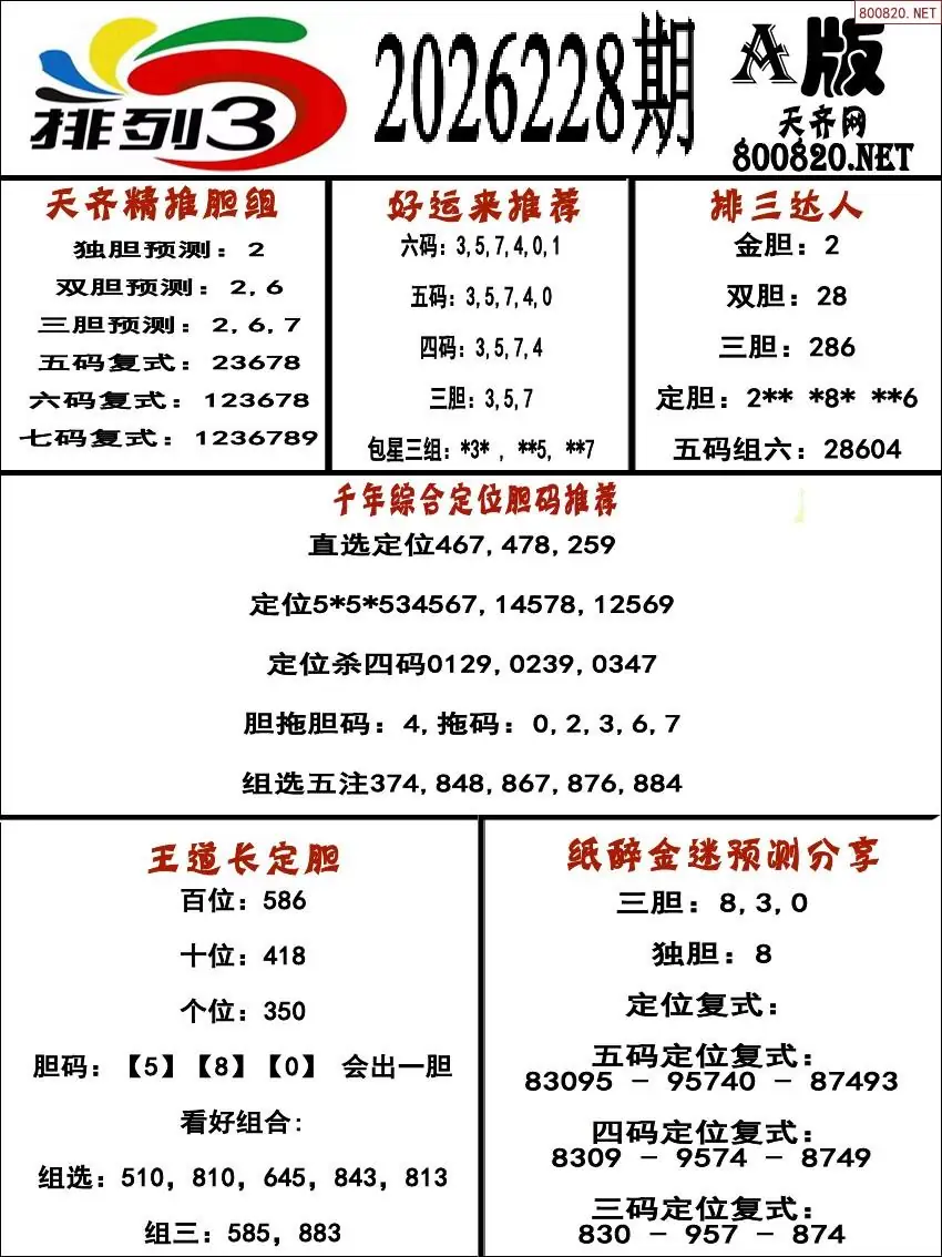 排三专家推荐A版