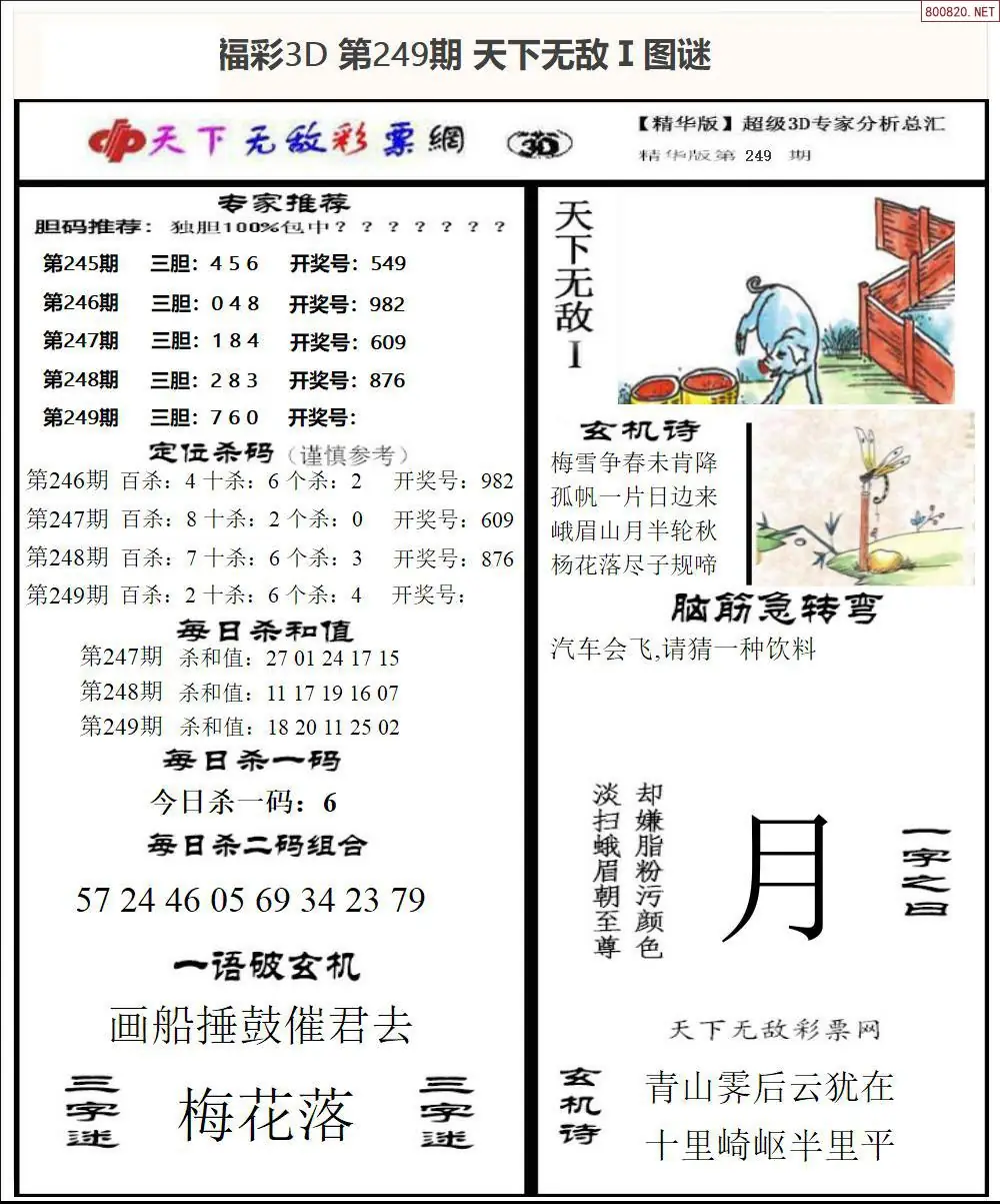 3D天下荐彩1