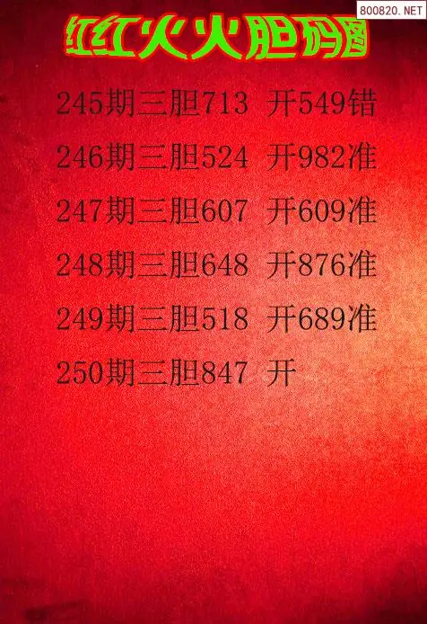 福彩3d26250期红红火火胆码图谜