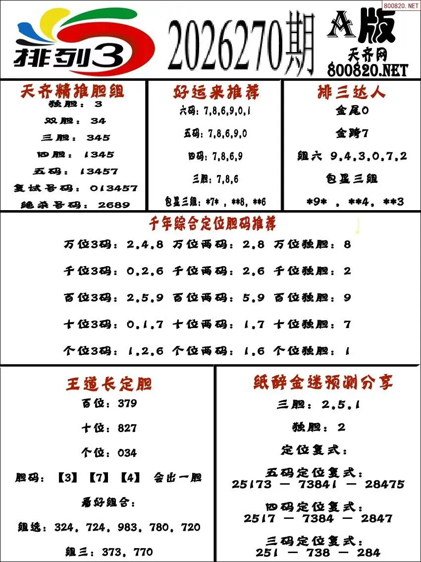 排三专家推荐A版
