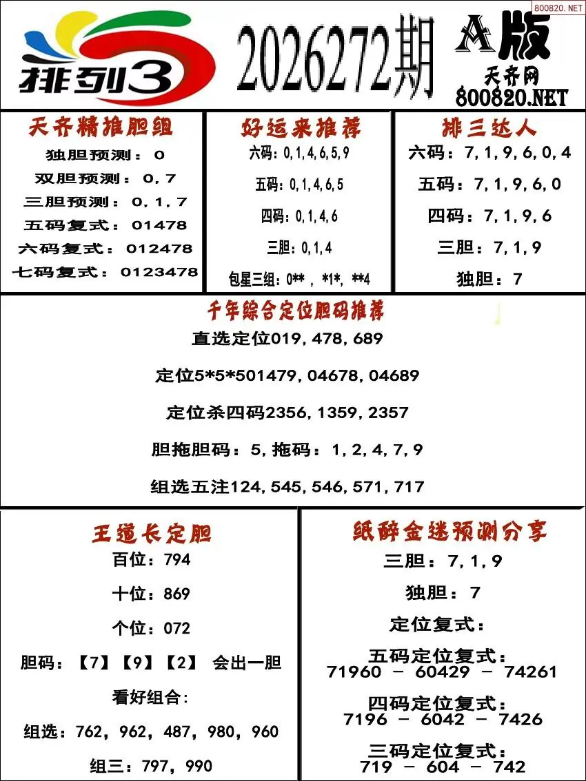 排三专家推荐A版